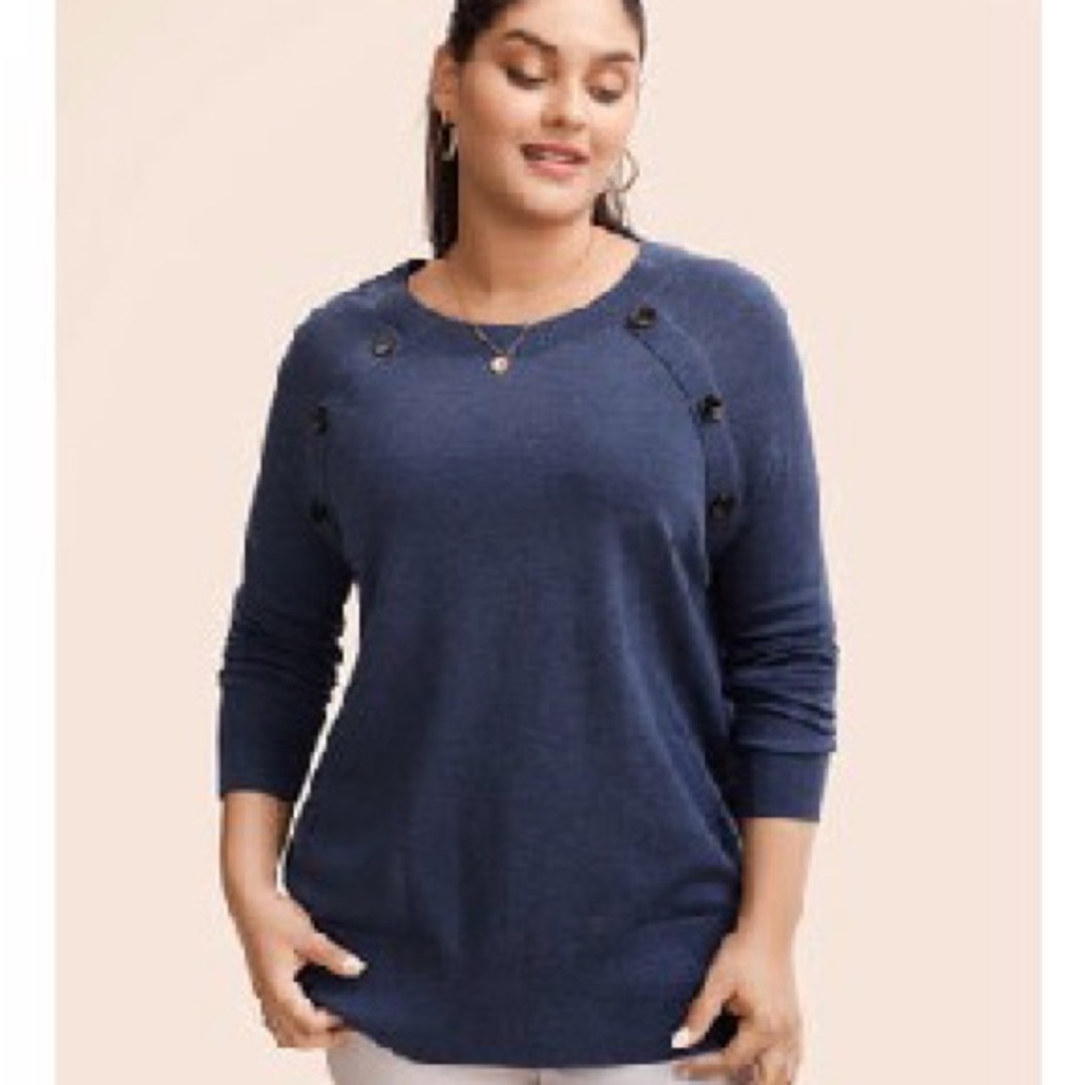 NWT BloomChic Blue Button-Detail Sweater Women’s Size 28